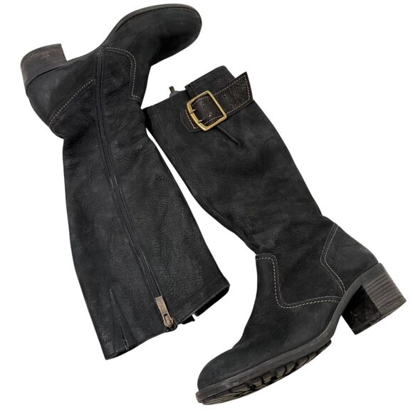 PAUL GREEN Munchen Sz 7.5 Optimist Tall Buckled Boots Black $379 Made Austria